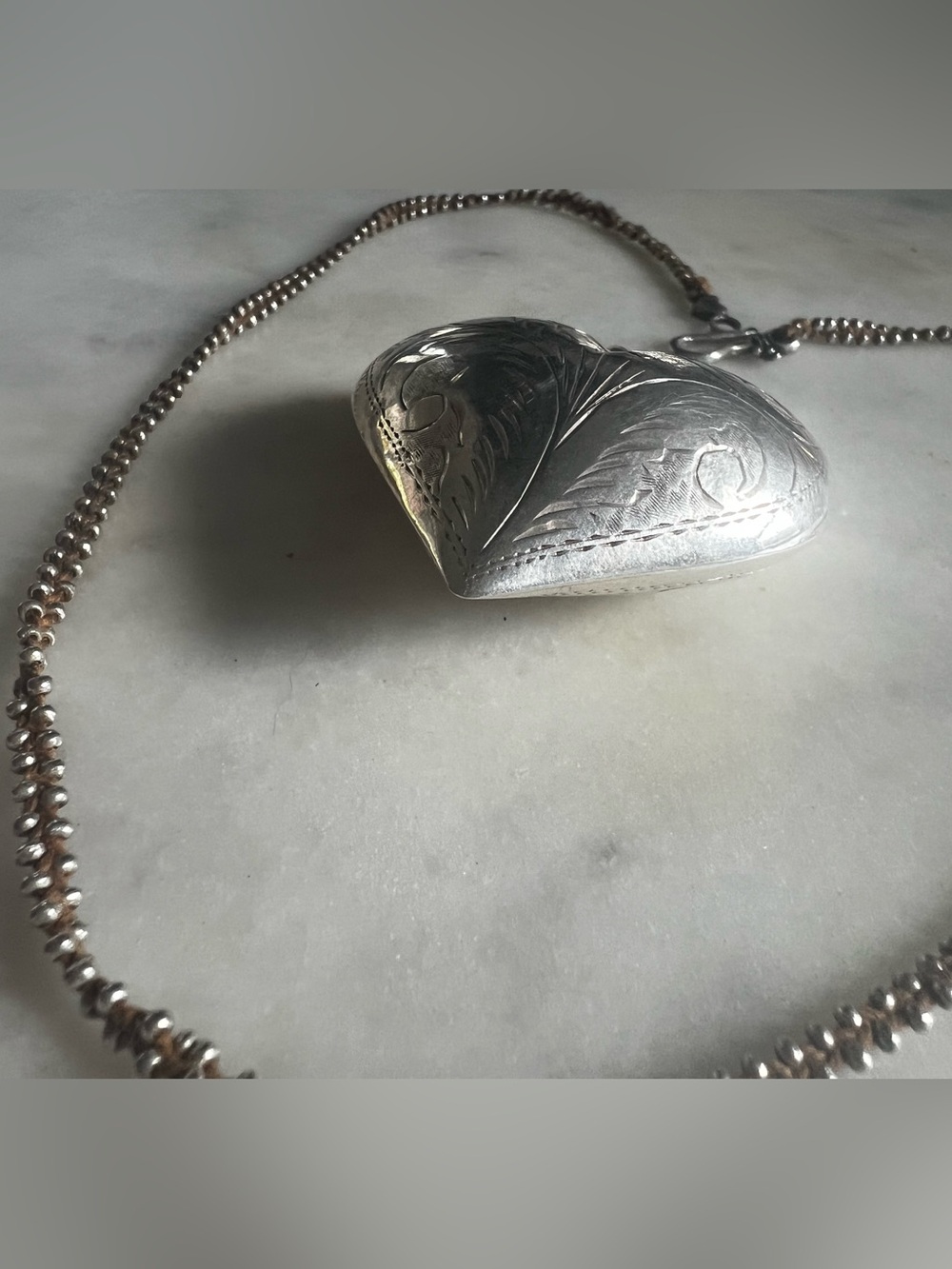 Vintage Sterling Silver Oversized 2” Puffy Heart Necklace 925 Statement 22g - Picture 8 of 16